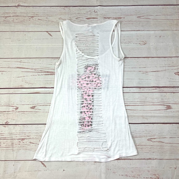 Cheetah Print Cross Distressed Tank Top - Small - Picture 2 of 8